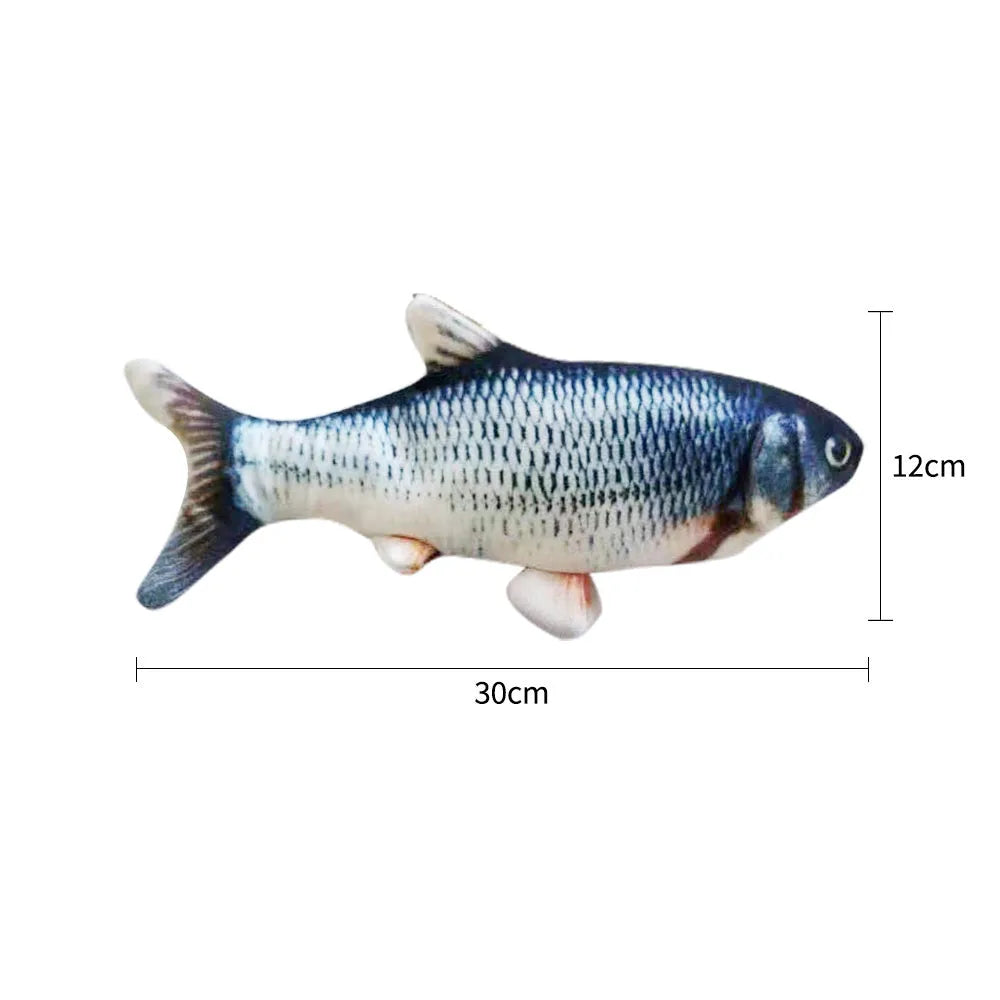 Electric jumping fish simulation cat toy with USB charging cable, 30cm multicolor PP plastic electronic pet toy