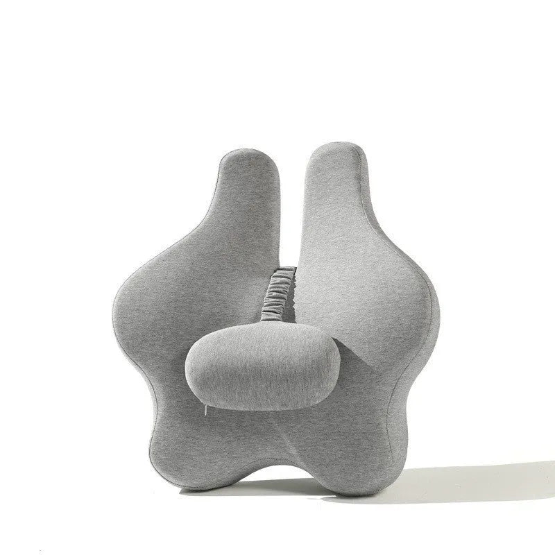 Memory foam car lumbar support cushion in solid colour on a car seat.
