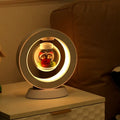 Magnetic levitation heart night light with pink eternal rose on a triangular stand
