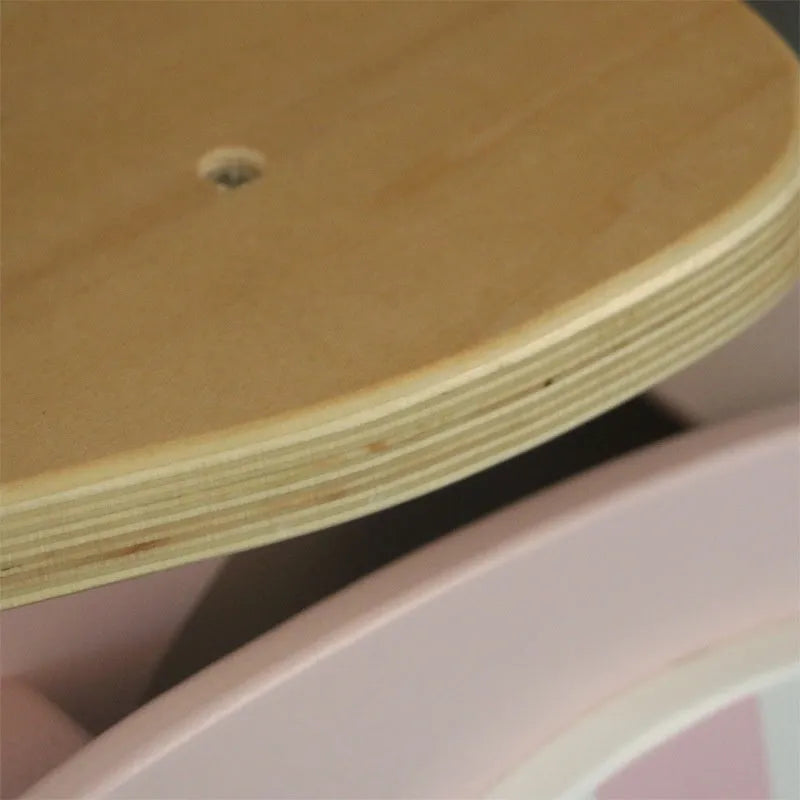 Pink wooden toddler balance scooter with 10-inch wheel for children aged 1-3 years.