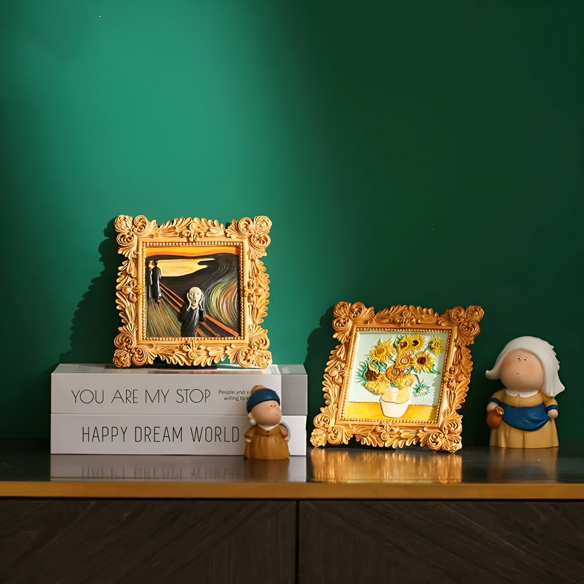 DIY paint by numbers kit showing Van Gogh's Starry Night canvas with acrylic paints and brushes
