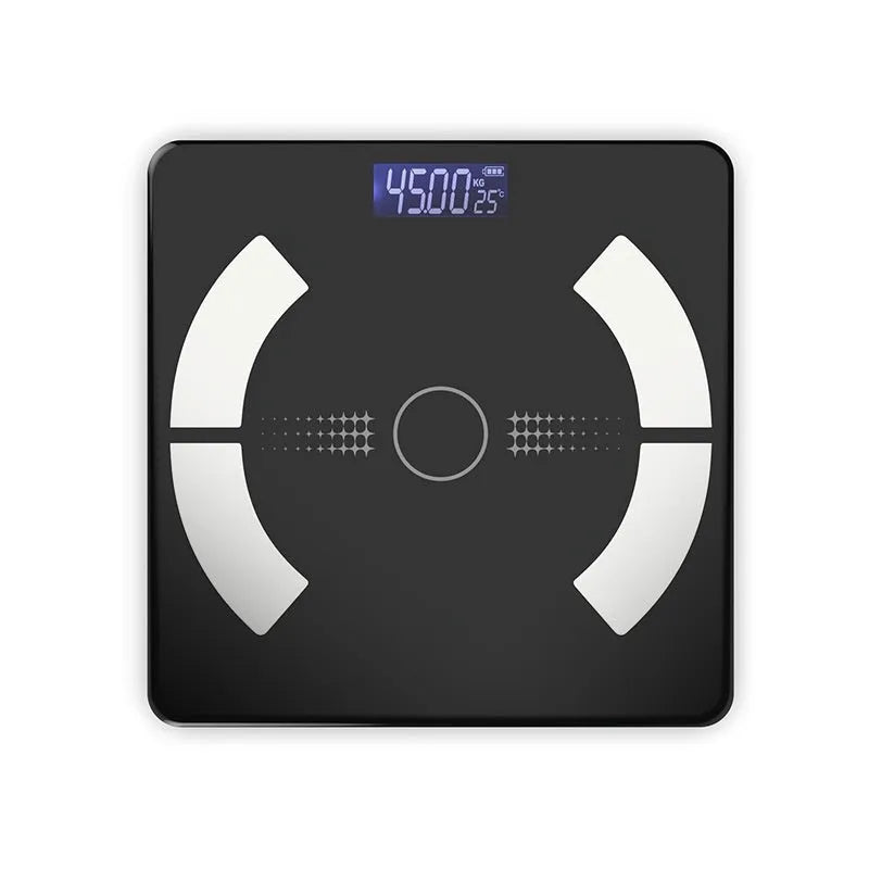 Smart Bluetooth rechargeable body fat scale in white, black or pink colours