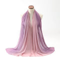 Long floral print chiffon scarf for women draped to show 175cm length and lightweight fabric