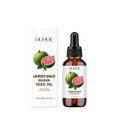 30ml glass bottle of guava seed facial oil with dropper.
