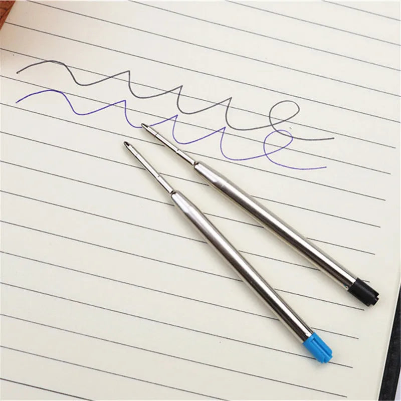 Full metal black portable rollerball pen with 0.7mm refill and two extra refills