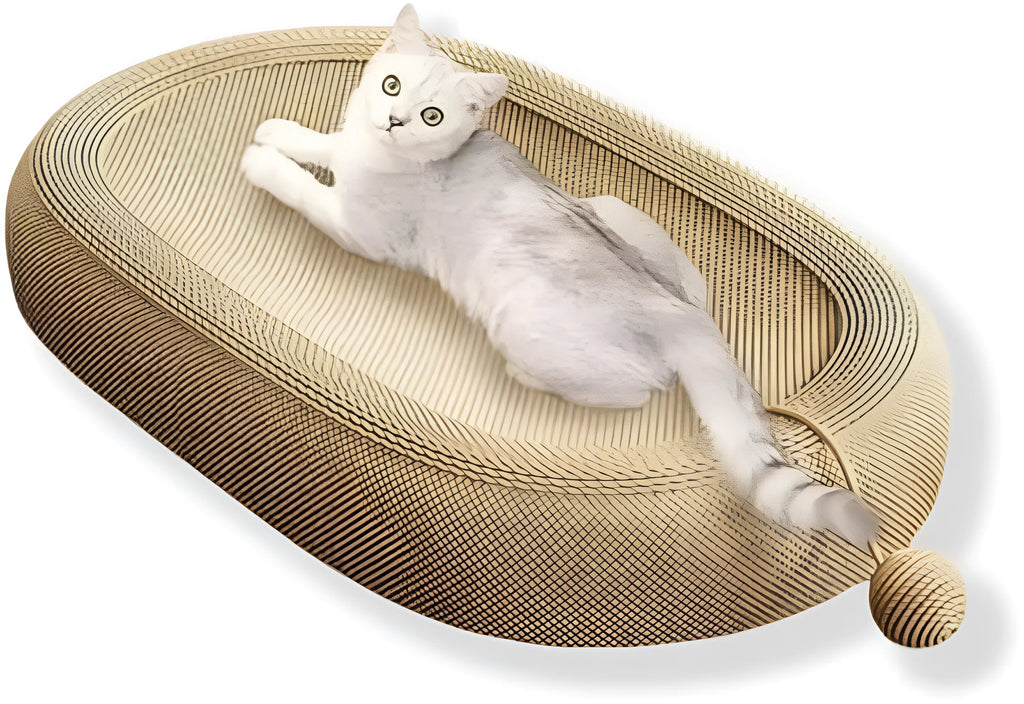 Large rectangular sisal cat scratching board with a raised lounge pad on top