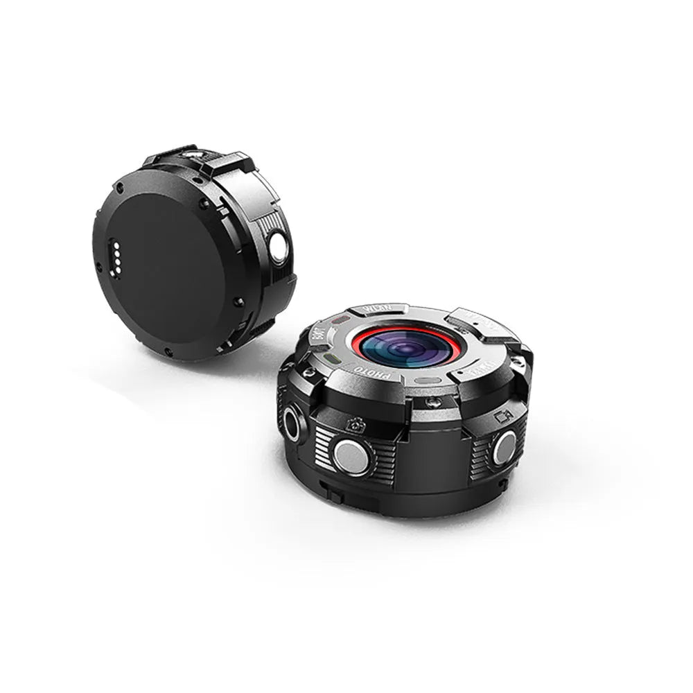 Black waterproof sports digital camera with 290mm length and USB charging cable