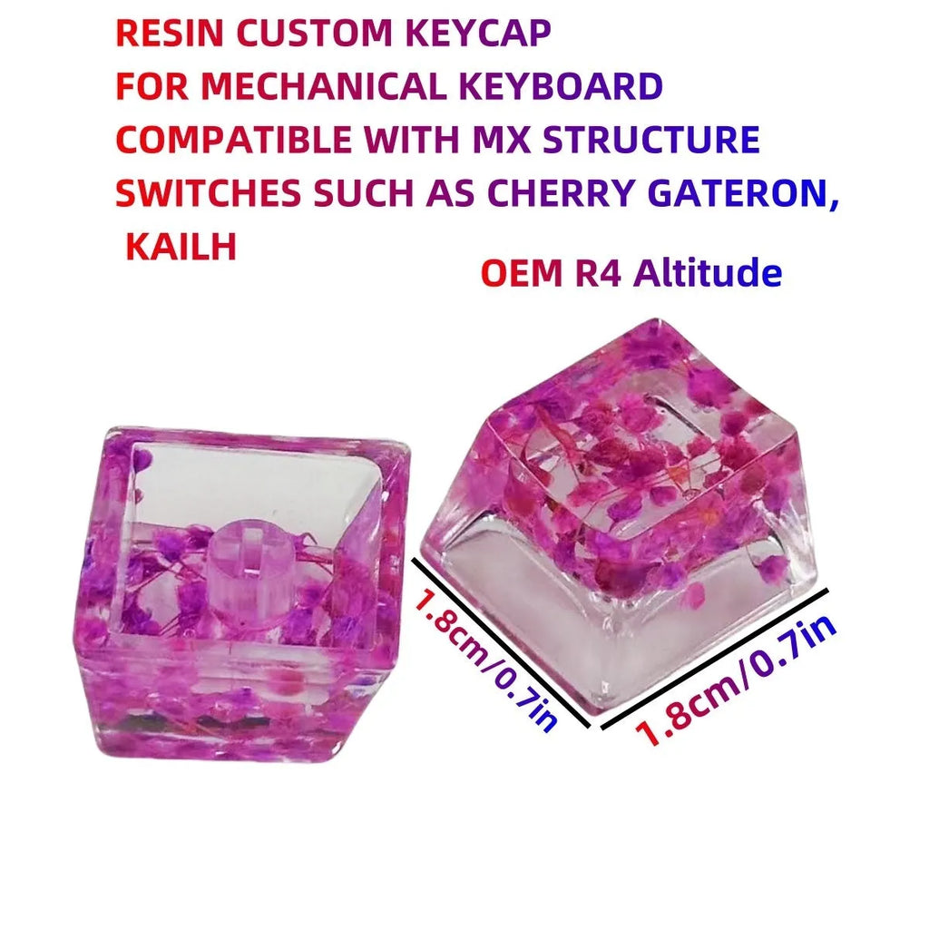 High transparency resin mechanical keyboard keycap with starry sky design in one of four colours.