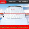 Winter car windshield cover with magnetic edges and reflective stripes for SUV frost protection
