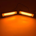 Yellow circular drag strobe warning light with aluminium alloy housing for vehicle mounting.