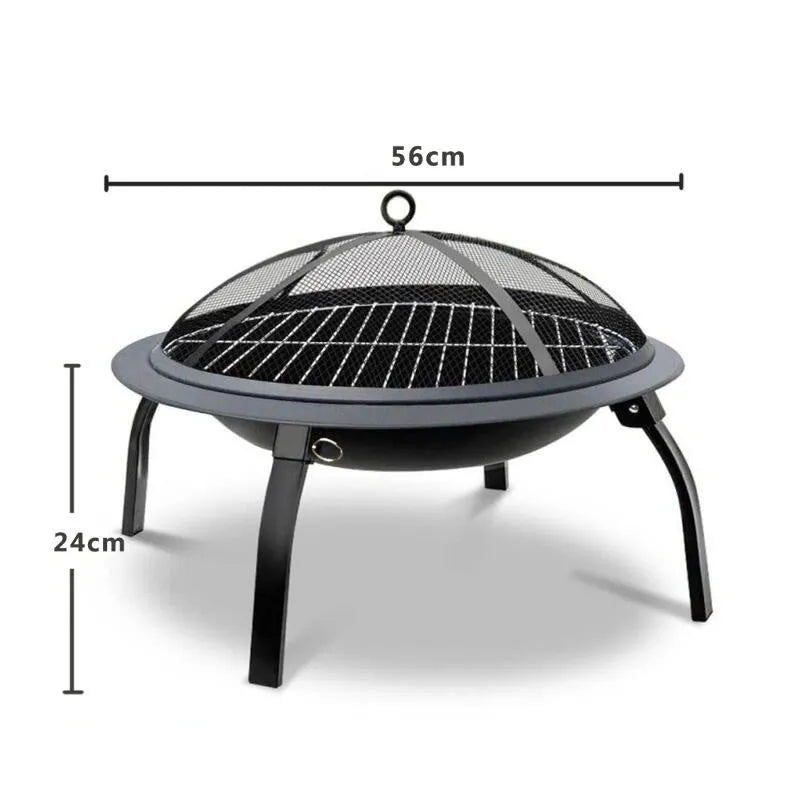 Folding charcoal BBQ grill with electrophoresis coating, standard size, on outdoor surface