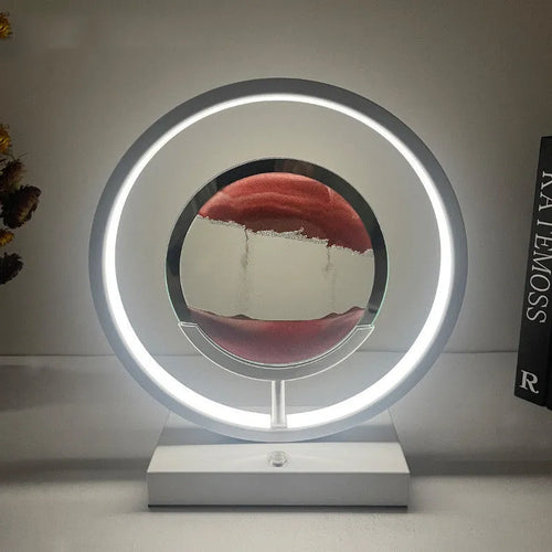 Modern acrylic and metal LED quicksand table lamp with three colour dimming for living room
