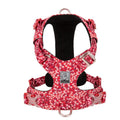 Floral pattern pure cotton pet chest strap harness for dogs and cats in red, blue, or green