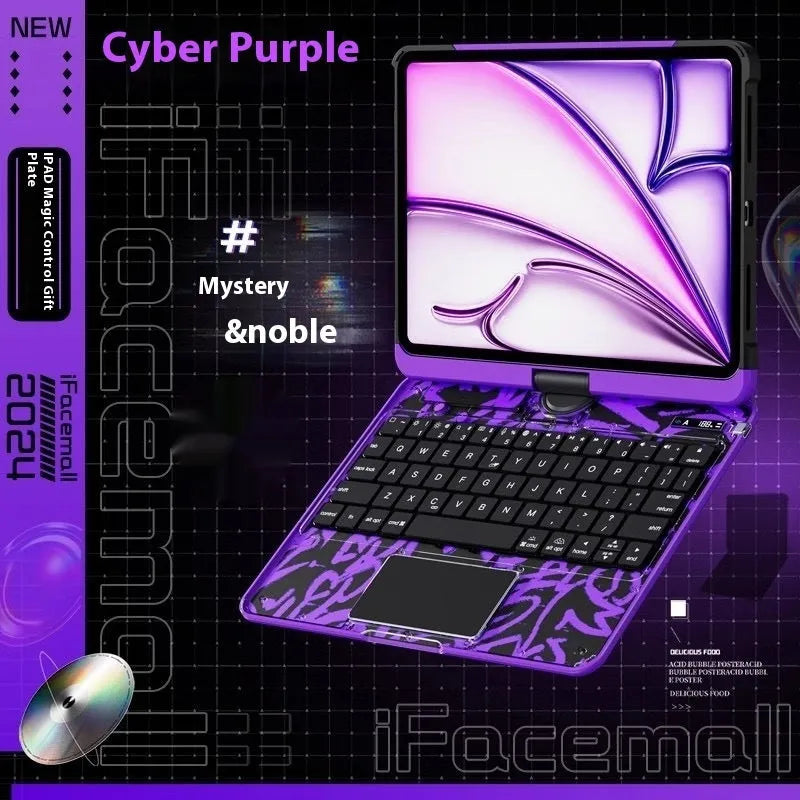 Blue shockproof PC protective case for iPad Pro 13 inch with a mute keyboard flap.