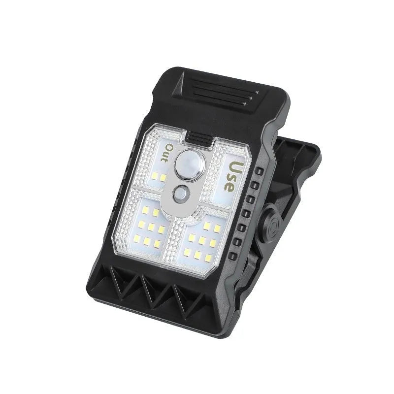 White ABS clip lamp with motion sensor and three brightness options for automatic lighting