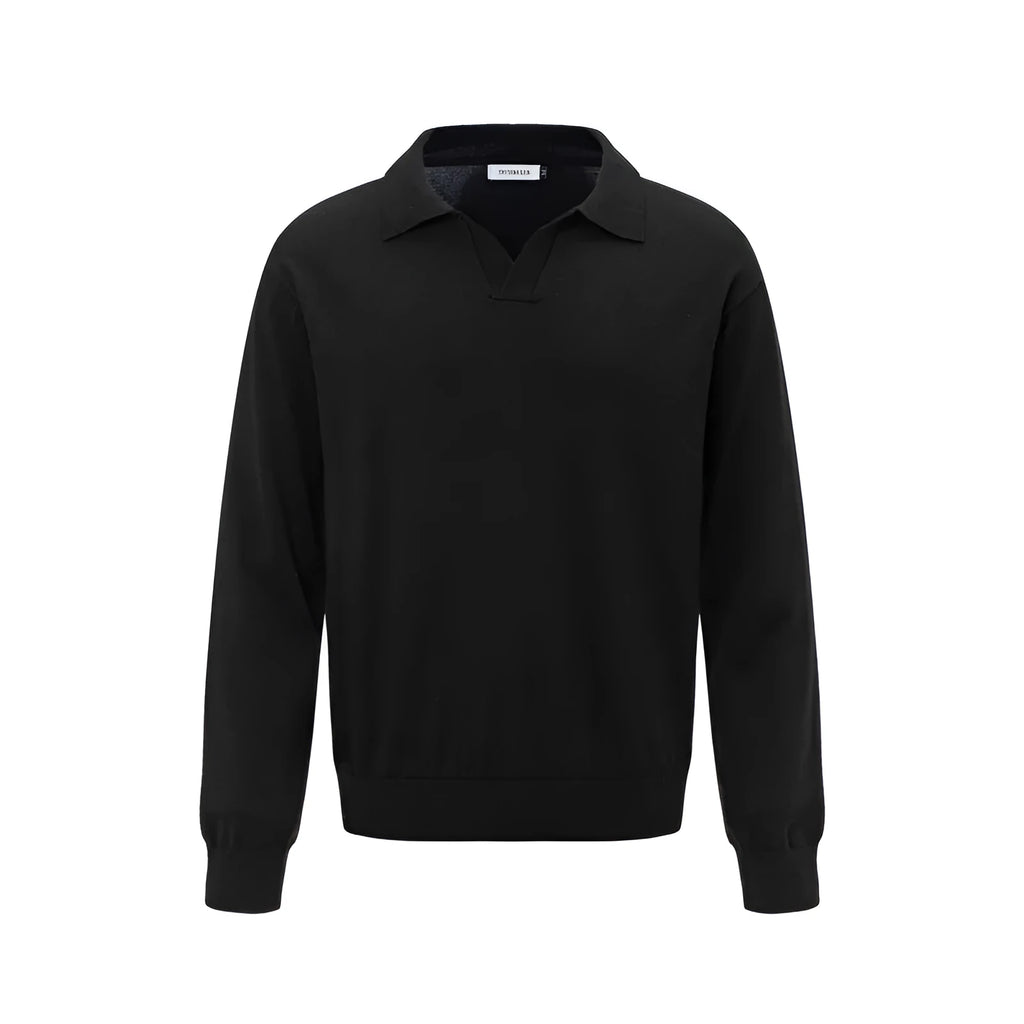 Men's loose fit casual pullover sweater in black, dark grey and beige colours with Asian sizing