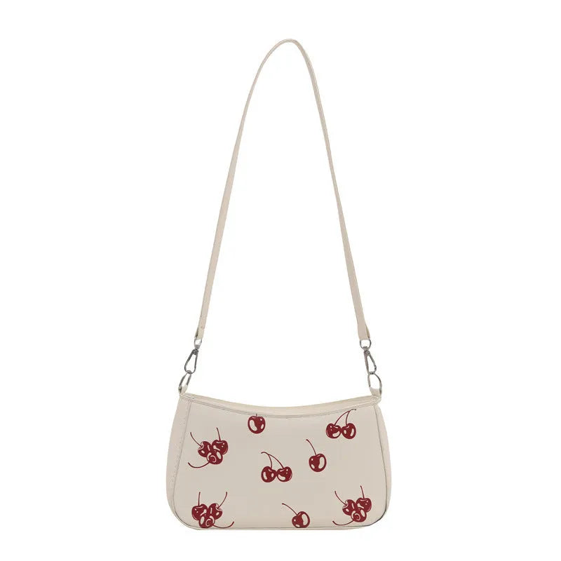 Casual PU underarm crossbody bag with floral print in black colour showing three-dimensional outer pocket