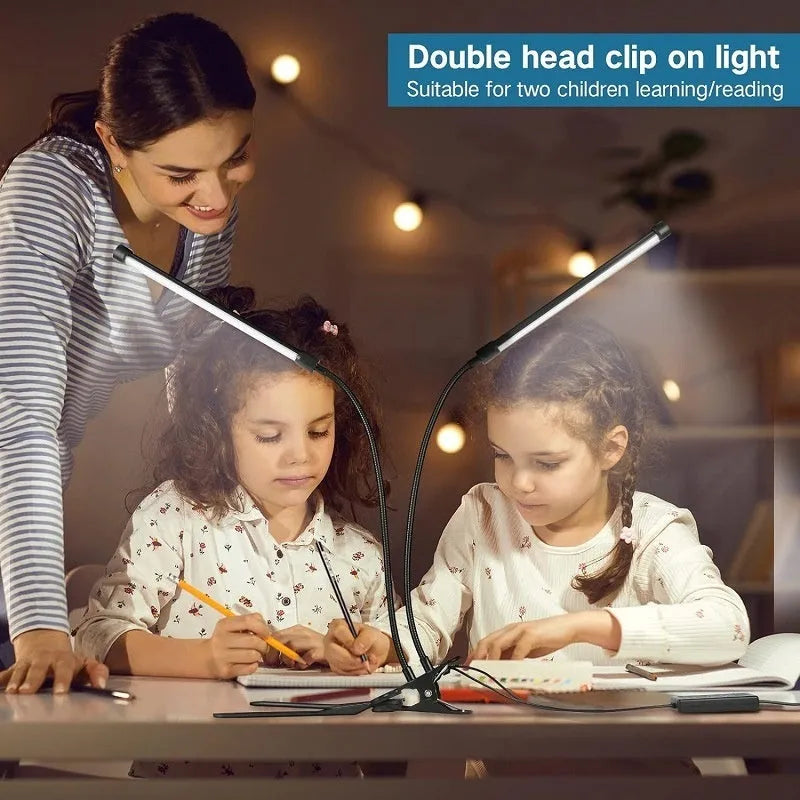 Black and white 26cm USB LED desk lamp for student dormitory with eye protection
