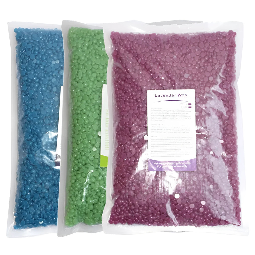 500g box of honey scented solid hard wax beans for paper-free hair removal, 18x29cm