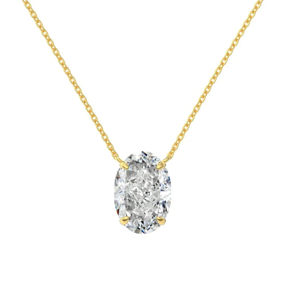 S925 sterling silver necklace with oval geometric ice flower pendant in electroplated platinum or gold finish
