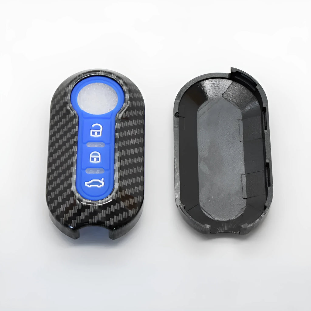 Fiat 500 key fob replacement case in ABS plastic, colours black red dark blue.