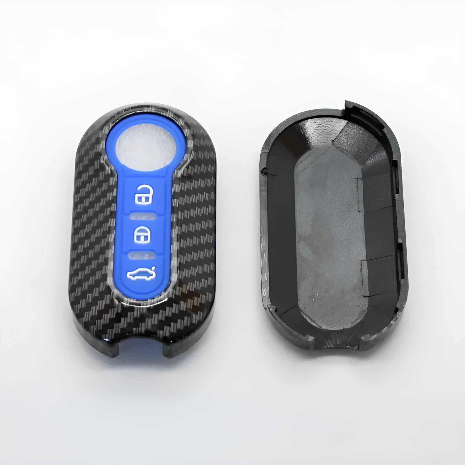 Fiat 500 key fob replacement case in ABS plastic, colours black red dark blue.