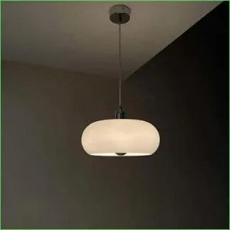 Bauhaus retro pendant light with three milk white glass egg tart shades