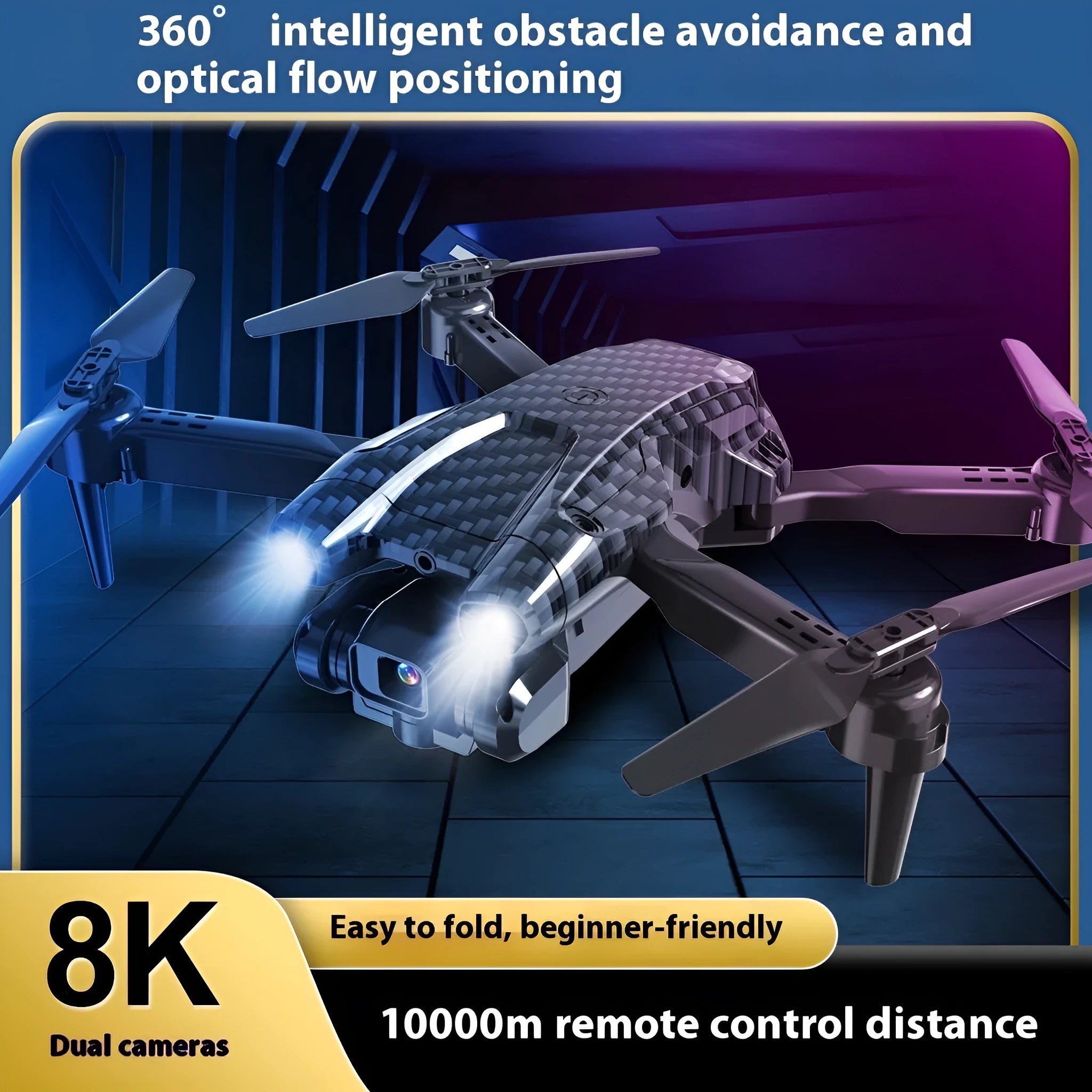 S138 folding UAV drone with carbon fibre construction and dual cameras for aerial photography