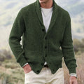 Men's cotton blend thickening lapel cardigan coat in camel, loose fit, long sleeves, front view