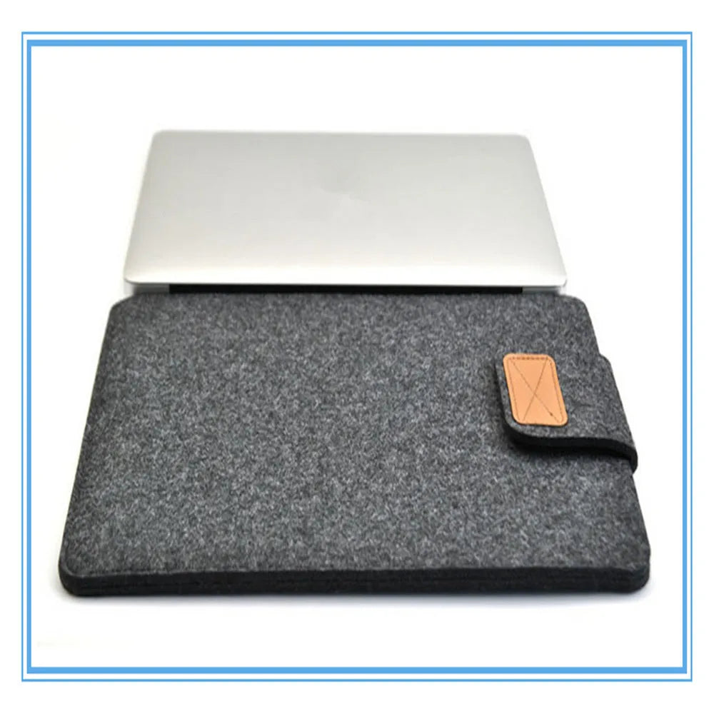 Khaki clamshell laptop bag with woven design, shown open to reveal polyester lining and corner protector.