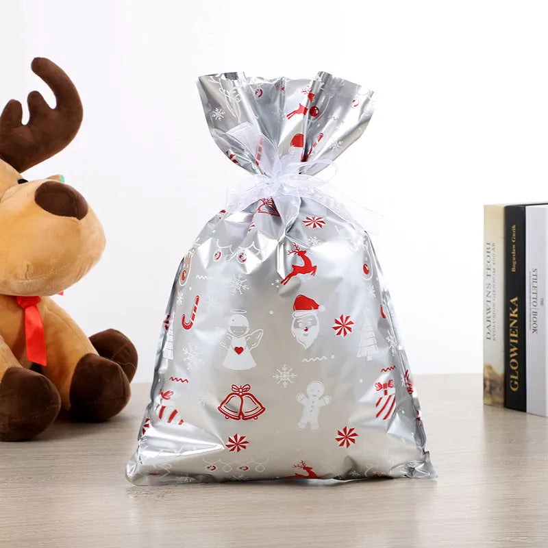 Christmas gift tying packing machine bag OPP aluminium PE 24x32cm sky blue design on white background