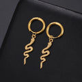 Stainless steel snake vintage ear clips with gold electroplated finish