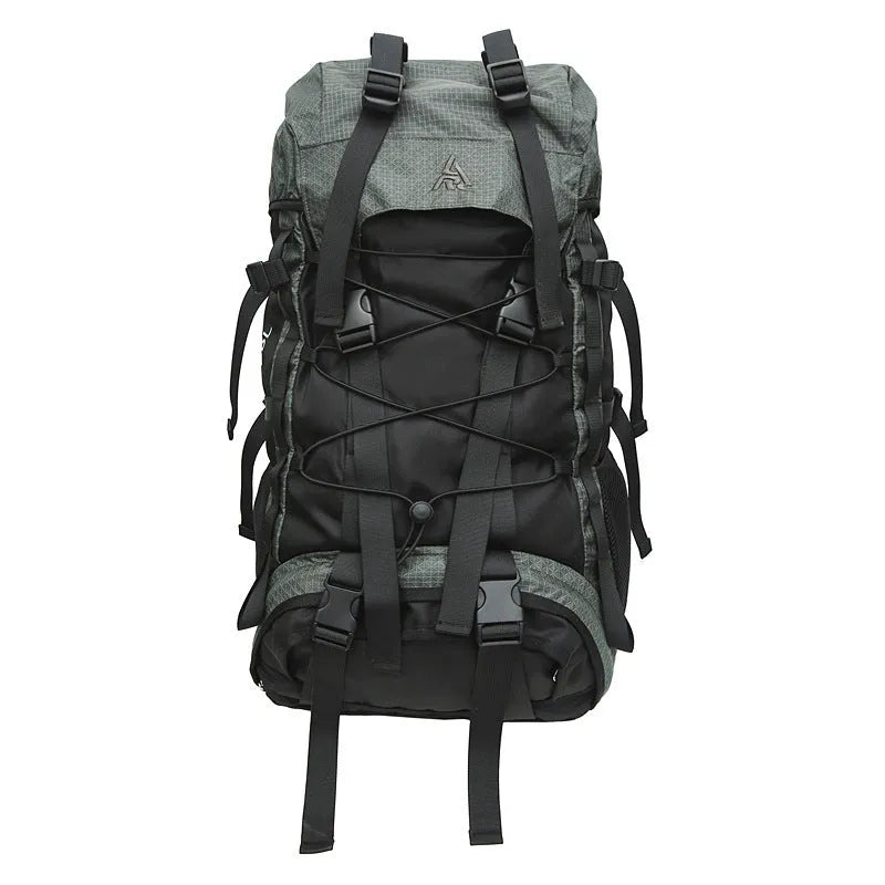 Professional outdoor mountaineering backpack 56-75L in solid colour with air cushion strap