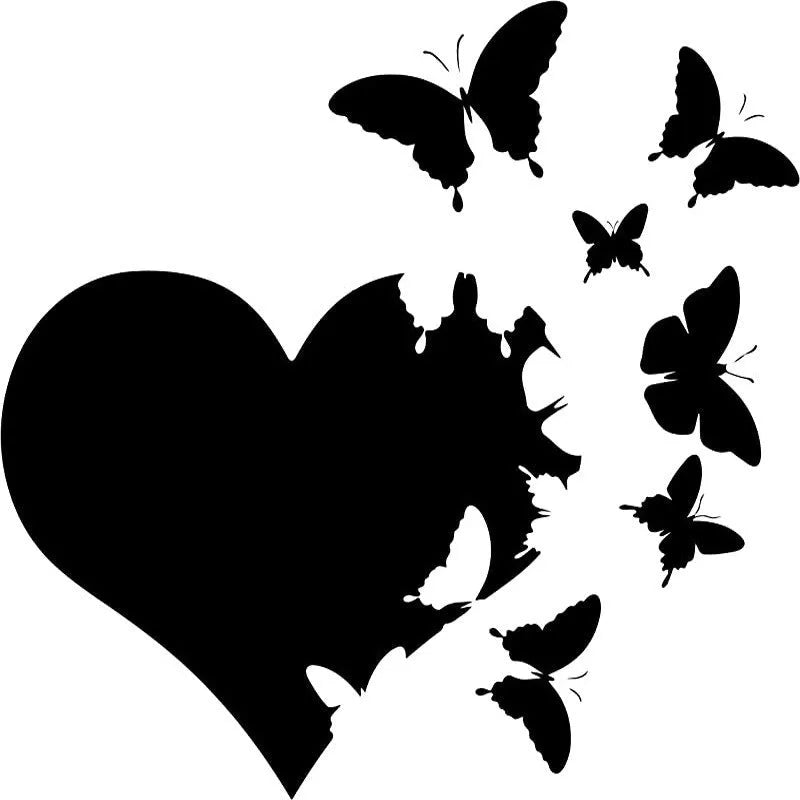 Butterfly-shaped car body decoration sticker in six colour options on 15cm grid