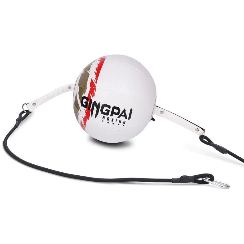 Black, black and green, and white hanging PU boxing speed ball for reaction dodge training