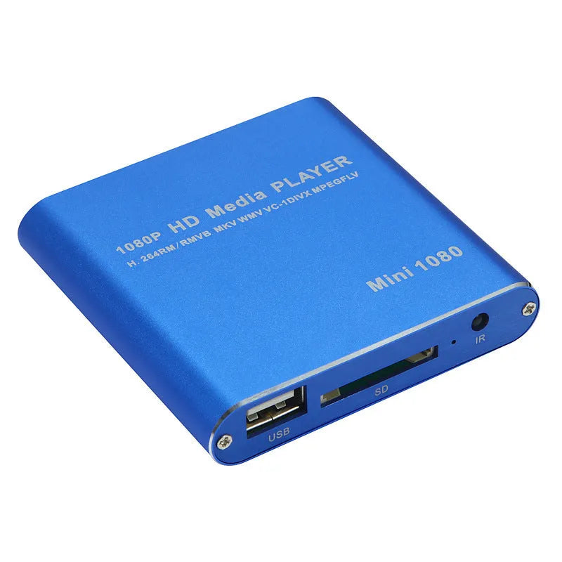 1080p Full HD media player with metal chassis, HDMI port, USB and SD card slots