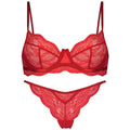 Women's French bra bikini set with double shoulder straps in nylon fabric available in black, green, and red colours
