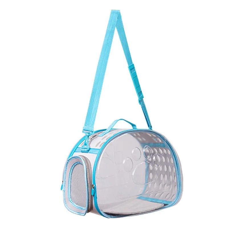 Large transparent EVA hard-shell cat backpack in grass green, showing space capsule design for pets up to 9kg.