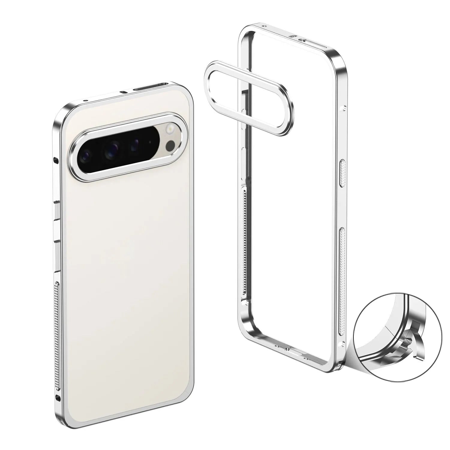 Aluminium alloy heat dissipation phone case for Google Pixel9 Pro XL with bracket and lens case, half-pack style