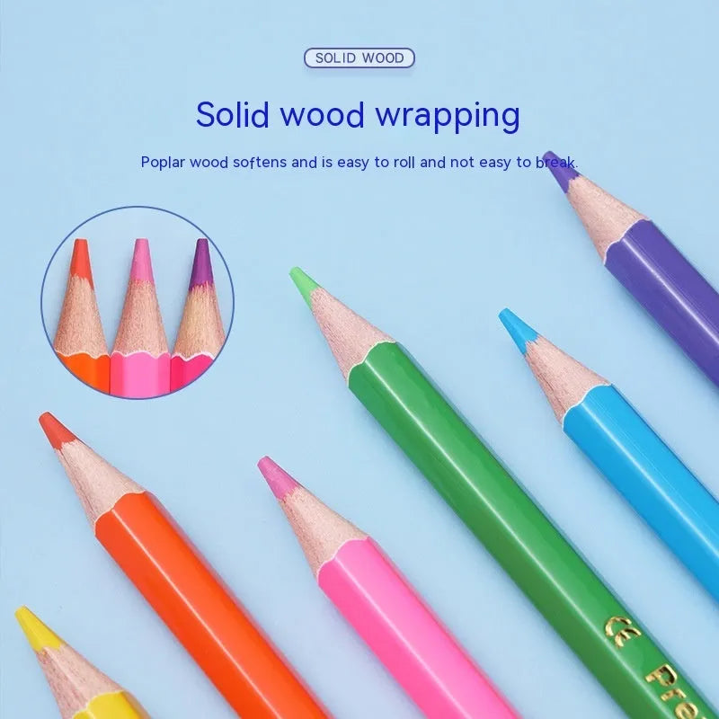 Wooden colour pencil set with double-headed brushes in organised colour selection