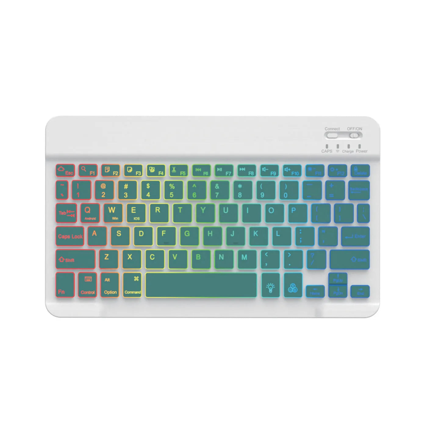 10-inch wireless Bluetooth keyboard with colourful backlight for tablets and mobile phones.