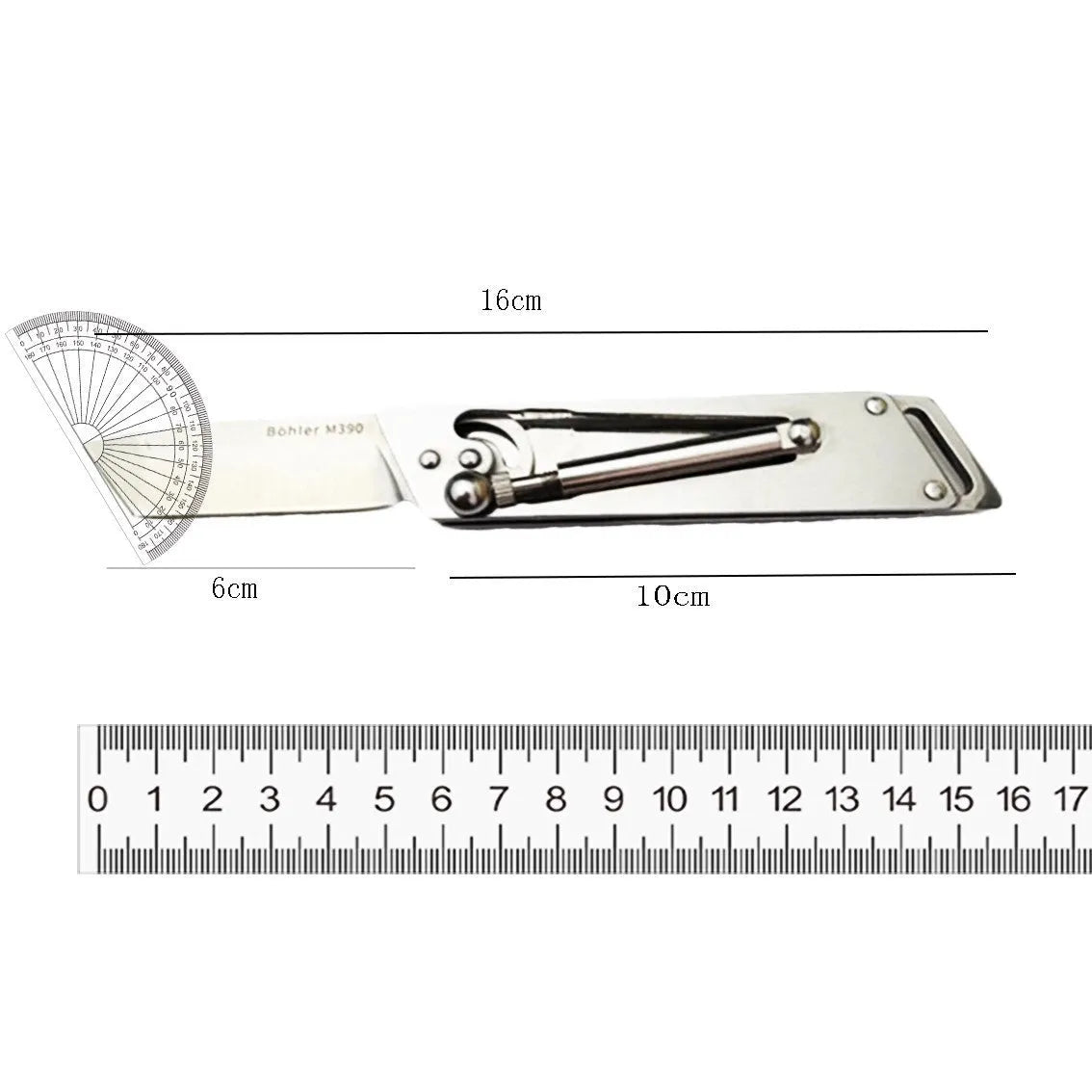 Heavy-duty folding stainless steel utility knife with neutral finish, closed position