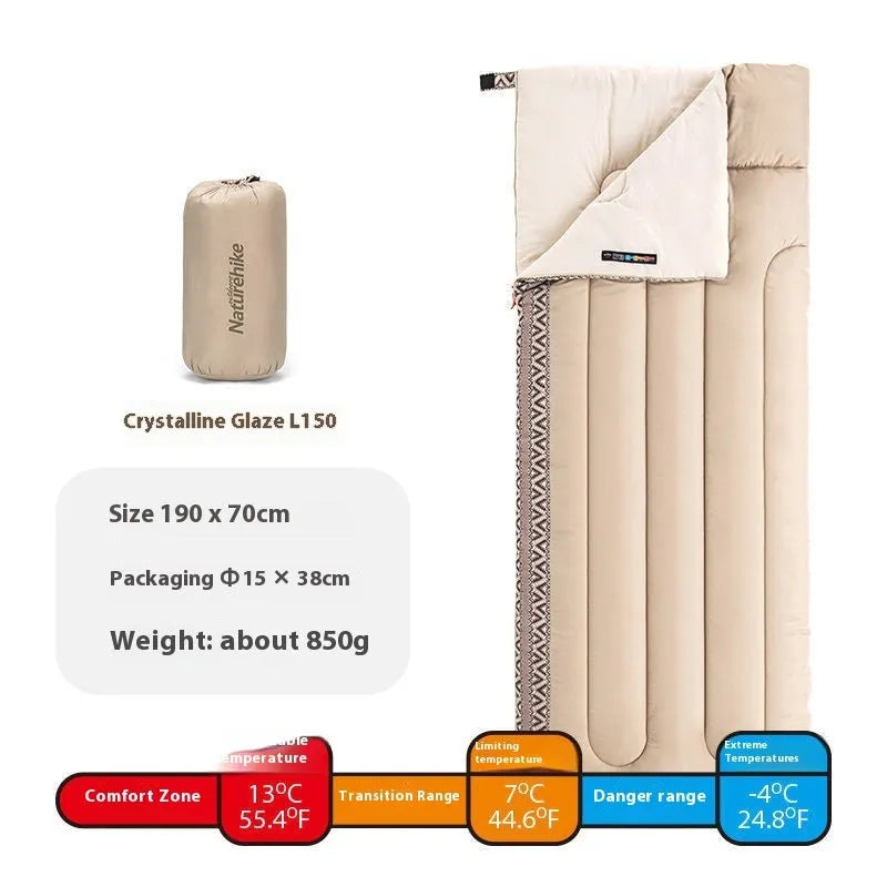 Four seasons portable camping sleeping bag with storage bag in swamp colour option