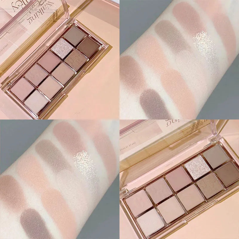Earth Matte Ten Color Eyeshadow Palette with three colour options: Alley Walk, Forest Autumn Breeze, Sunset Picnic