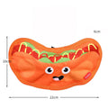 Colourful hamburger-shaped dog chew toy with crinkle and squeak features for interactive play.