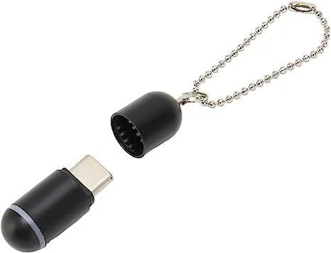 EKX6 black infrared remote control capsule showing Lightning, Type-C, and Micro-USB interface options