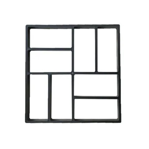 Plastic paving mould for DIY concrete garden path stones, available in 40x40cm to 50x50cm sizes, with style options A B C