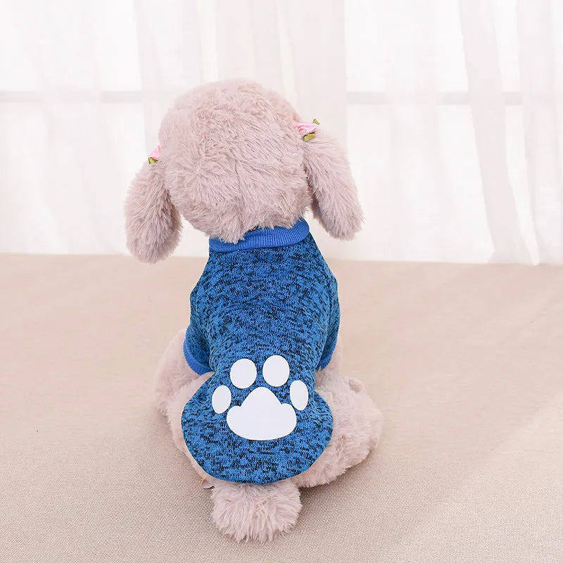 Two-legged wool dog sweater in solid colour for small and medium dogs, front view