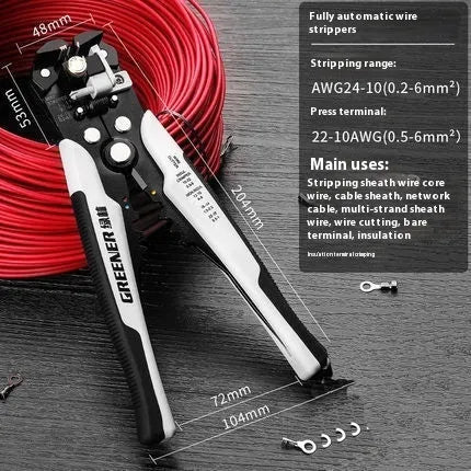 Fully automatic wire stripping pliers tool with high carbon steel blades for electrical work
