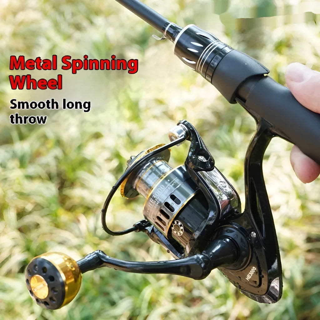 All-metal spinning reel with metal lotus holding pill in silver finish